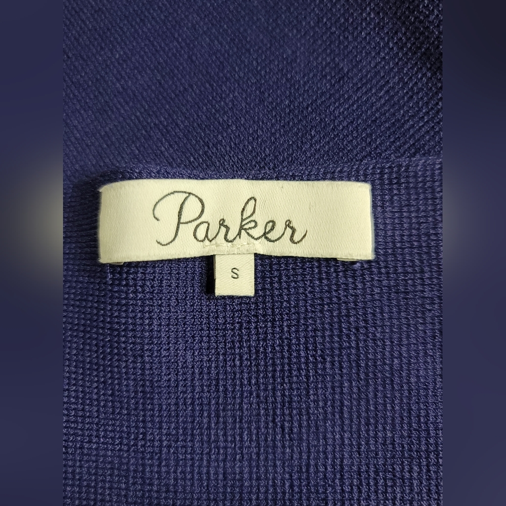 Parker Brazil Knit Fit & Flare Dress Size S Navy Blue Short Sleeve - Picture 4 of 6